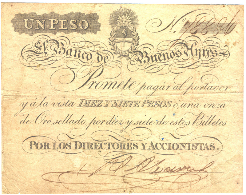 Billete del Banco de Buenos Aires, 1823